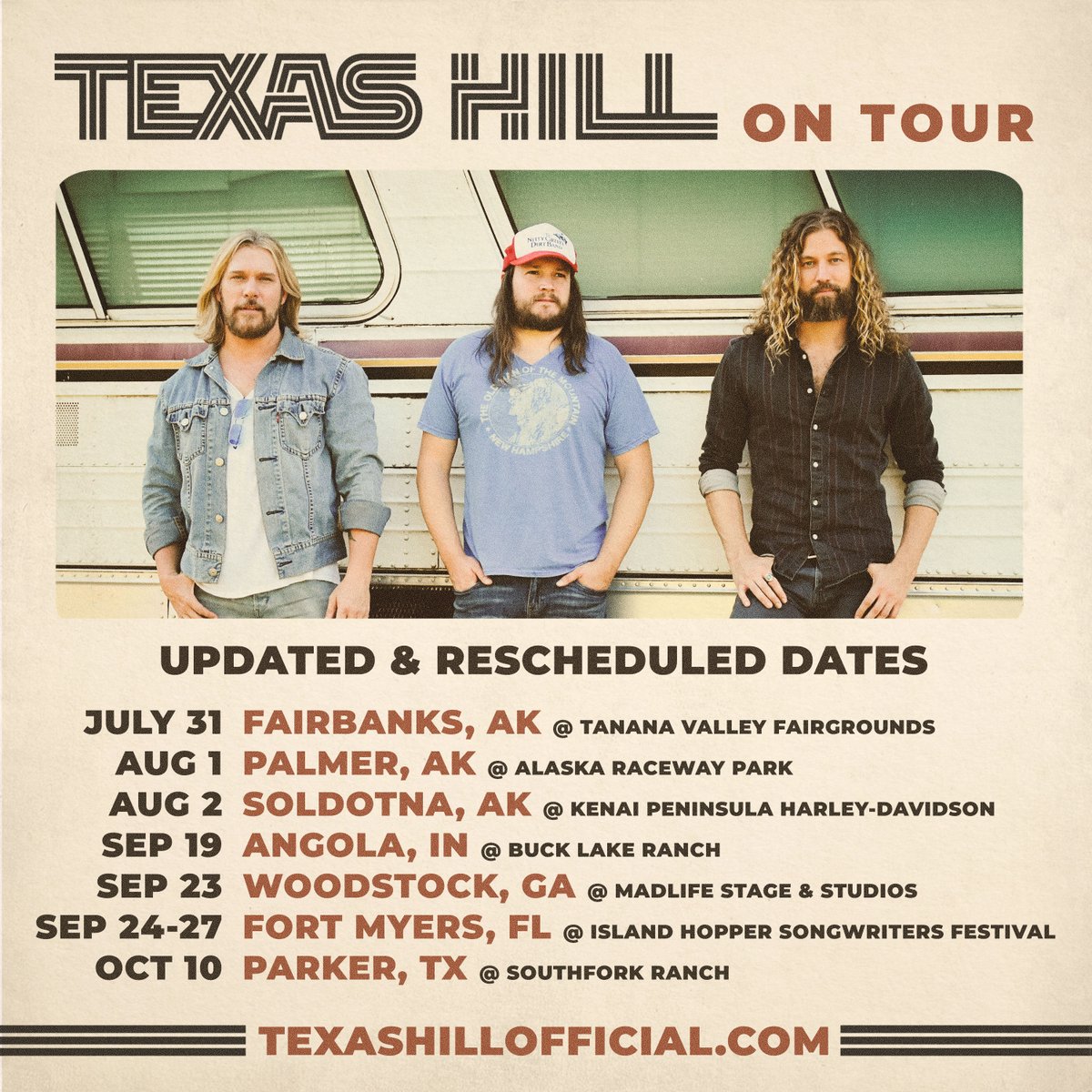 texashill's tweet photo. ’Tis the season for rescheduled tour dates... but here’s the latest schedule, and we’re working on a few livestream shows to add to the mix. Join the email list at https://t.co/0ekbjmGTRs to get updates! 🤘🏼 https://t.co/o3kQgJPE1l