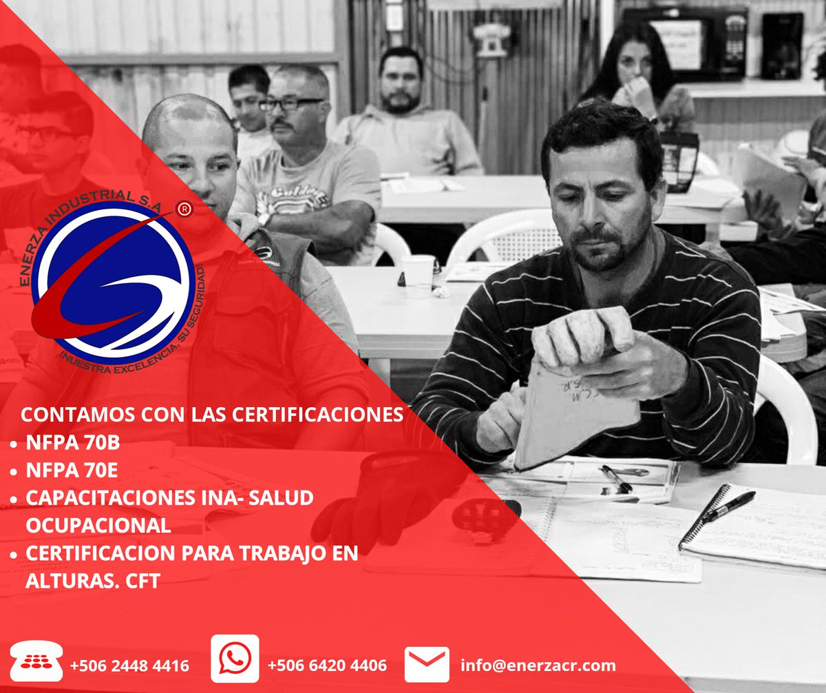 enerzacr's tweet photo. Nuestra empresa prioriza la preparación de nuestros colaboradores, tanto para su crecimiento personal como para darle seguridad a nuestros clientes de las personas a cargo de la realización de sus proyectos.
No dude en contactarnos. Sera un gusto atenderle. #enerzaindustrial https://t.co/GxTMHXGM4d