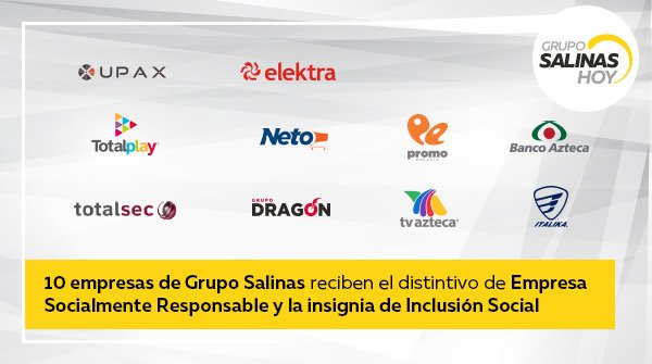 gruposalinas's tweet photo. #ComunicadosGS
Grupo Salinas refrenda su firme compromiso con la prosperidad incluyente para nuestros colaboradores y clientes. ¡Felicidades por este reconocimiento! https://t.co/v4RL9dHJWB https://t.co/nDcl1gpDpb