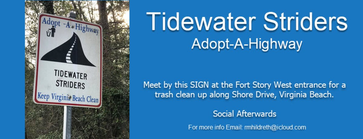 TheStriders's tweet photo. SUNDAY July 19th 10am - Tidewater Striders Adopt-A-Highway event... Post event social.  Come on out and help.

For more info...Email: rmhildreth@icloud.com or visit: https://t.co/9GVvX7jX2t https://t.co/OtOYbfN5su