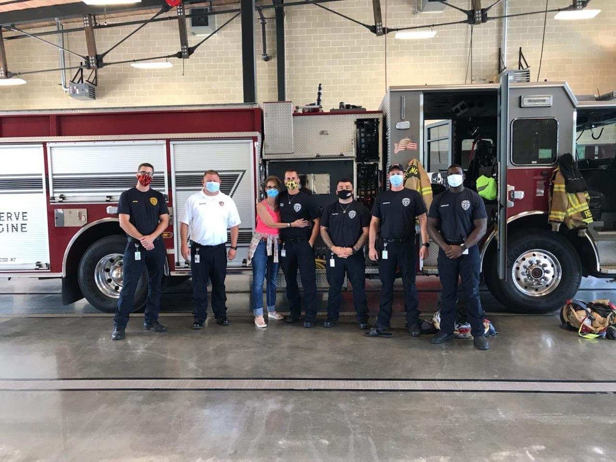 Springfdtx's tweet photo. The #SpringFireFamily extends a long way. #Firefighter Ryan Rebarcak got a VIP visitor this week. His mom, Barb Gabelmann, came all the way from Dixon, Illinois to see her son at work. https://t.co/eC91oCQXyh