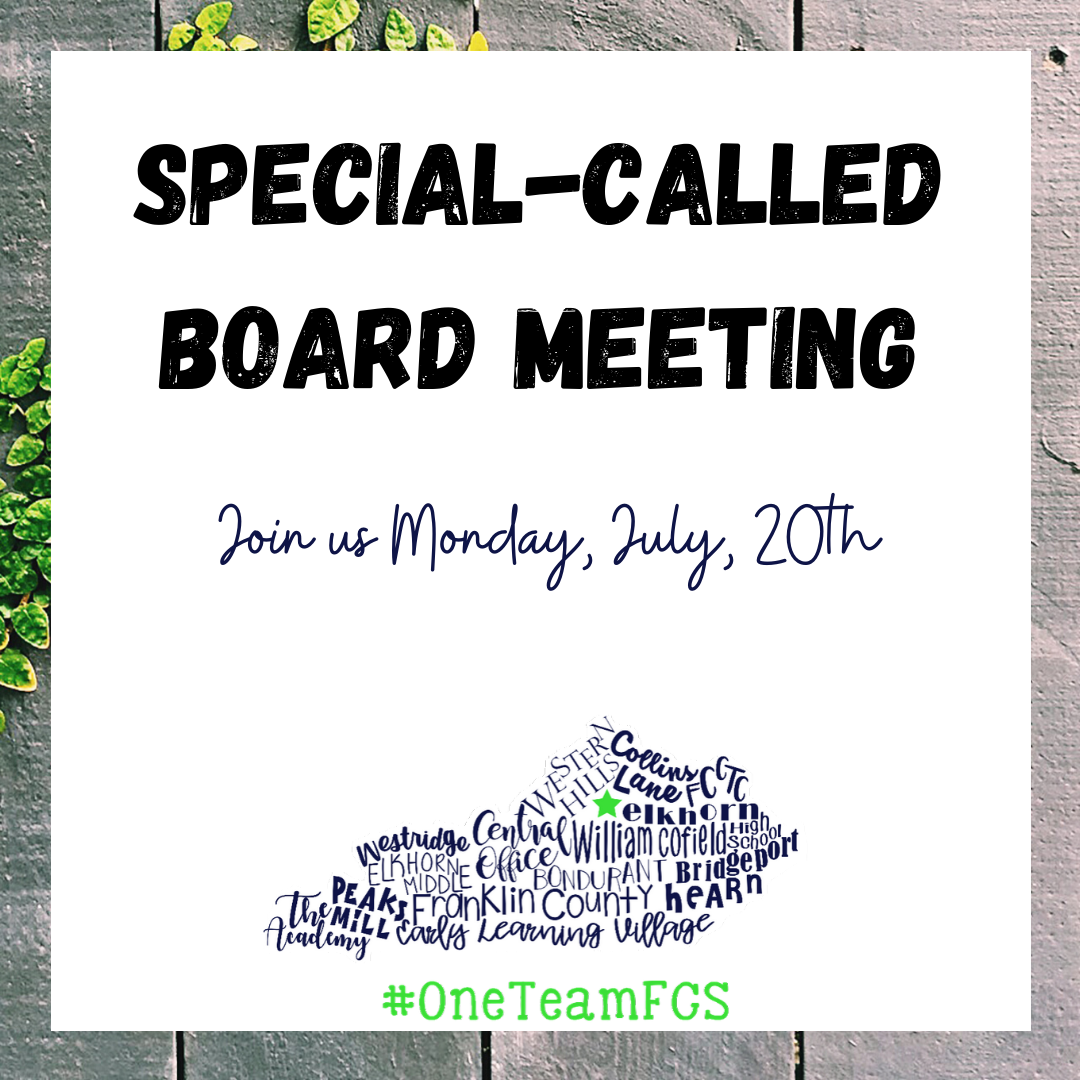 OneTeamFCS's tweet photo. There will be a special-called board meeting on Monday, July, 20th at 5 pm. 

The live recording will be hosted on our YouTube Channel: https://t.co/xnI8Q65gNx

#OneTeamFCS #FCSWins https://t.co/INAixUPQBR