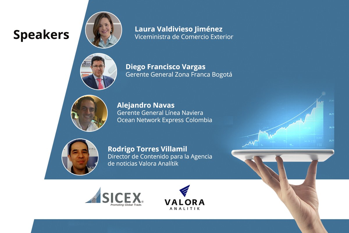 sicexQH's tweet photo. En el #webinar Tendencias y expectativas en comercio exterior, originadas por la pandemia, estará @LauraValdivieso, viceministra de Comercio Exterior de Colombia, Diego Francisco Vargas de @ZFbta, Alejandro Navas de @OceanNetworkExp y @RodrigoTorresRT de @ValoraAnalitik https://t.co/27B3nRpaVS