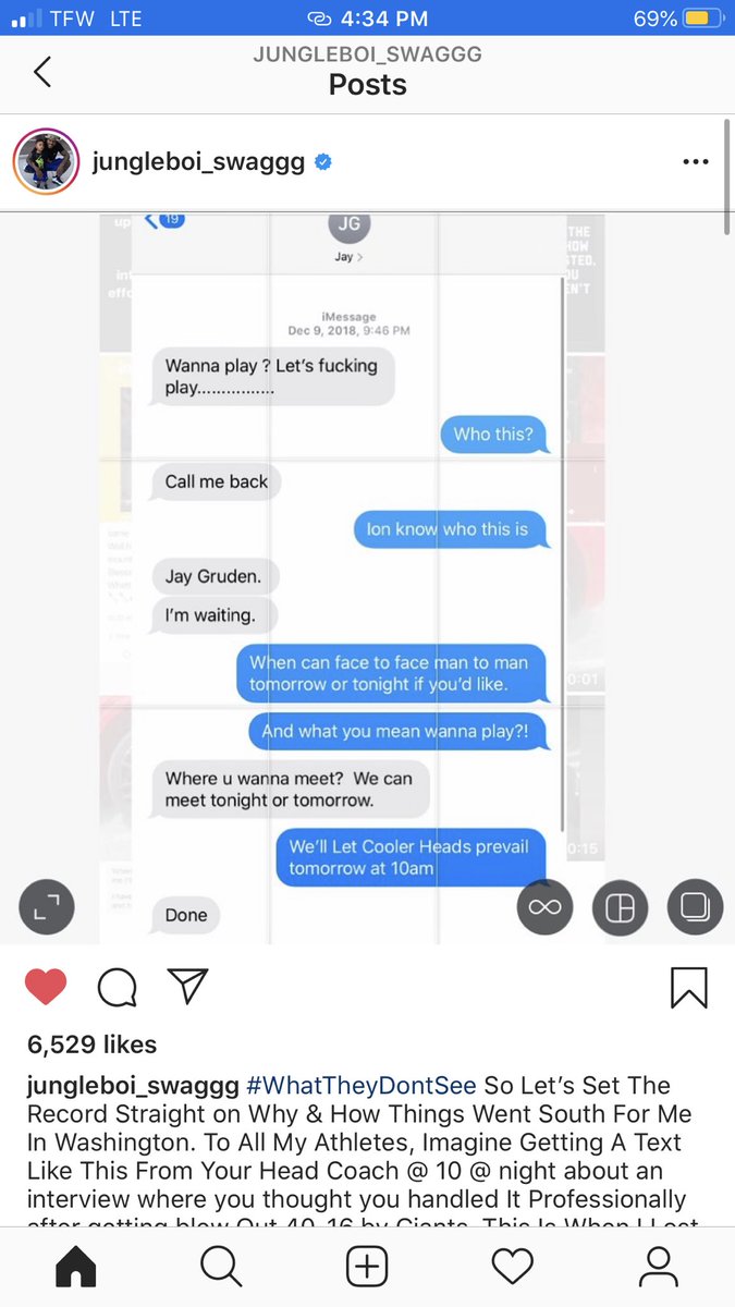 Redwolves_HTTR's tweet photo. Former skin S DJ Swearinger shared texts from Mr. Badass Gruden before his departure from team in ‘18. Man had a lil too many drinks in him that night🥴 #2spoonz #httr #nfl #WhoThisManThinkHeIs https://t.co/SxKscGyPS0