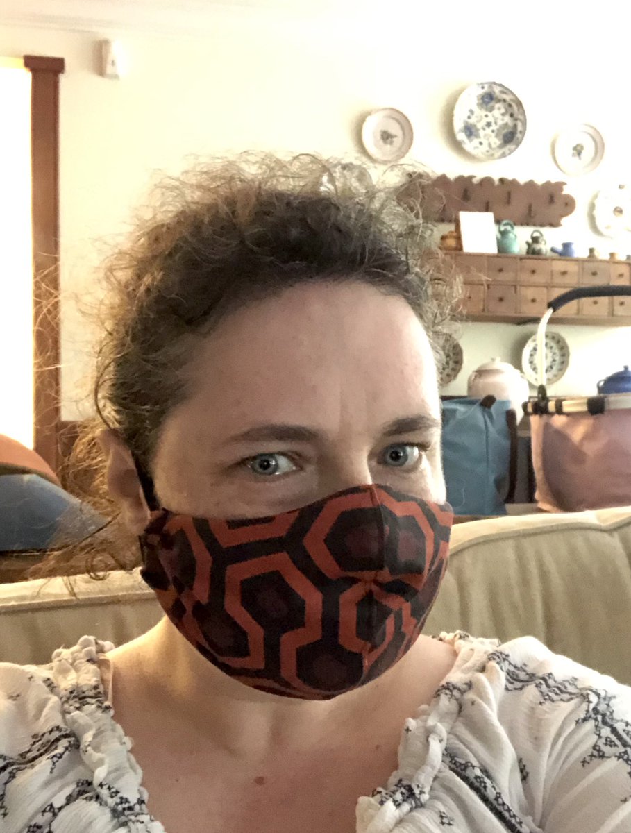 KylieBba's tweet photo. @StephenKing My daughter now has a face mask tan line! As for me, nothing is getting through this “Overlook” sucker!
#TheShining #carpetpattern #WearADamnMask https://t.co/IJqFyPeqPk