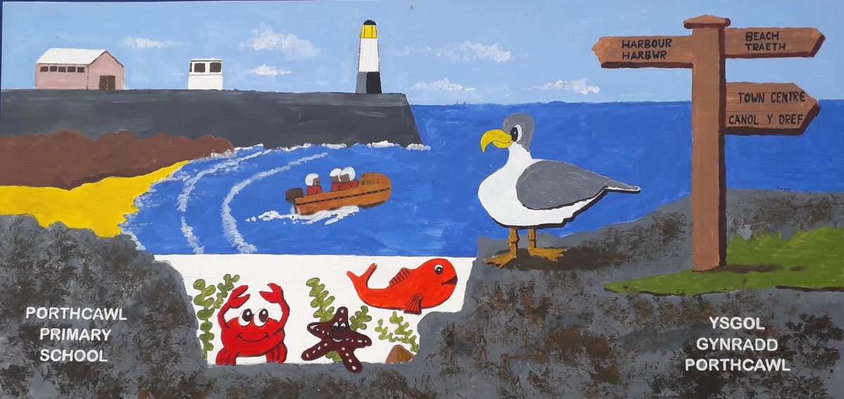 SeaQuestWales's tweet photo. Lovely artwork from pupils at @PorthcawlPS @ysgolyfos and also the Surf Lifesavers.  More panels to follow later this year!  What a wonderful sight they make - be sure to head down to have a look! @HQPorthcawl @ExpPorthcawl (see prev tweets for more) https://t.co/daPgG5UWjL