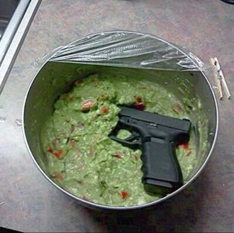 Unplaisantfood's tweet photo. Glockamole #Food https://t.co/pvW41CftqU