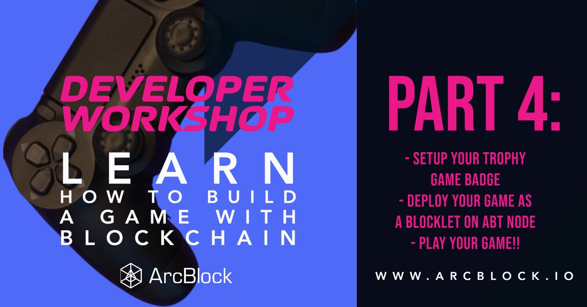 ArcBlock_io's tweet photo. Today is part 4 in @ArcBlock_io #developer #workshop on how to build a #blockchain #game. In today's final session, we'll walk you through how to set up your game #nft badges, deploy your game as a new #blocklet on the #abtnode, and of course play it. https://t.co/E5FfweEsS2 https://t.co/hkIk3b3GKr