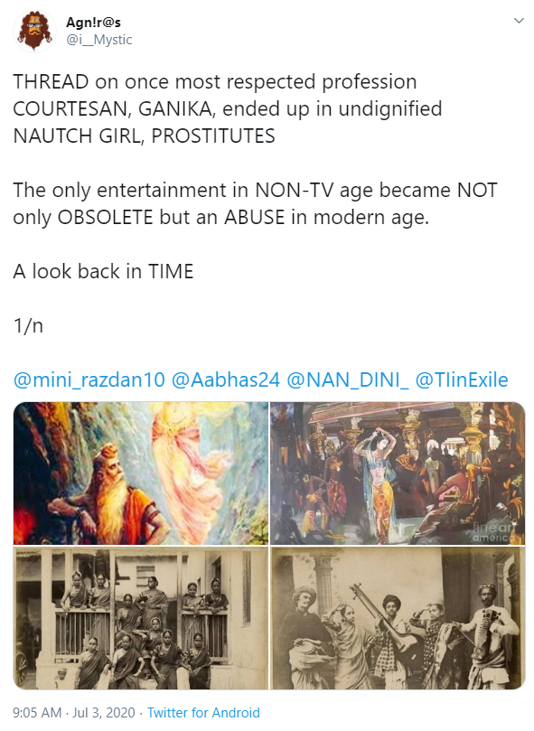 16/nColonisers with Superiority COMPLEX, struggling with 'Witch crafting' https://twitter.com/i__Mystic/status/1272460302735470594?s=20Treating woman as vessel of procreation https://twitter.com/i__Mystic/status/1280067065106268162?s=20Calling nauch girl & courtesan as prostitute https://twitter.com/i__Mystic/status/1278895136924033029?s=20Would they understand RICH VEDIC culture?