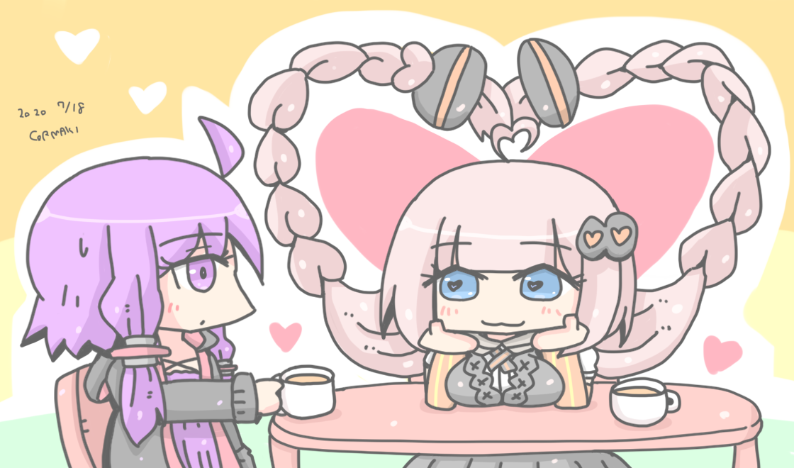 紲星あかり ,結月ゆかり 「好きな人の前で気持ちが隠せないタイプのあかりちゃん 」|コルセットまきおのイラスト