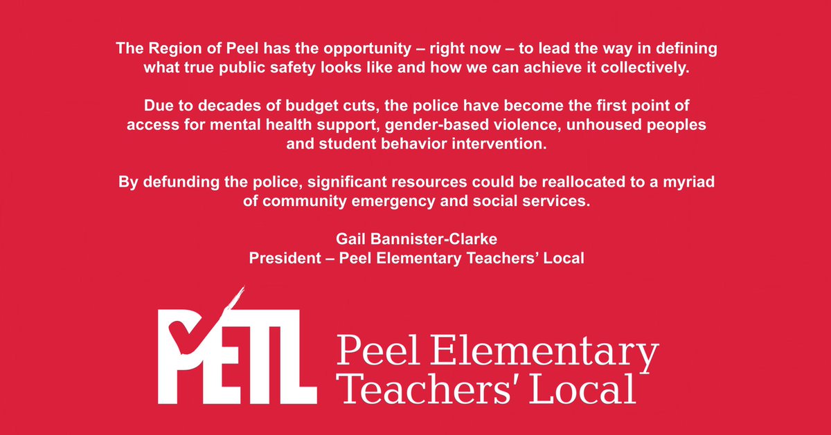 ETFOPeel's tweet photo. Today, PETL Pres @GailHBC sent a letter to @RegionofPeel Chair Iannicca, Mayors @BonnieCrombie, @PatrickBrownOnt, &amp; @Caledon_Mayor, Ont govt, @PeelPolice, &amp; @OPP_News to urge them to #DefundThePolice in Peel &amp; reallocate those funds to community &amp; social svcs. #ETFO #onted #onlab https://t.co/XEvksXL6z6