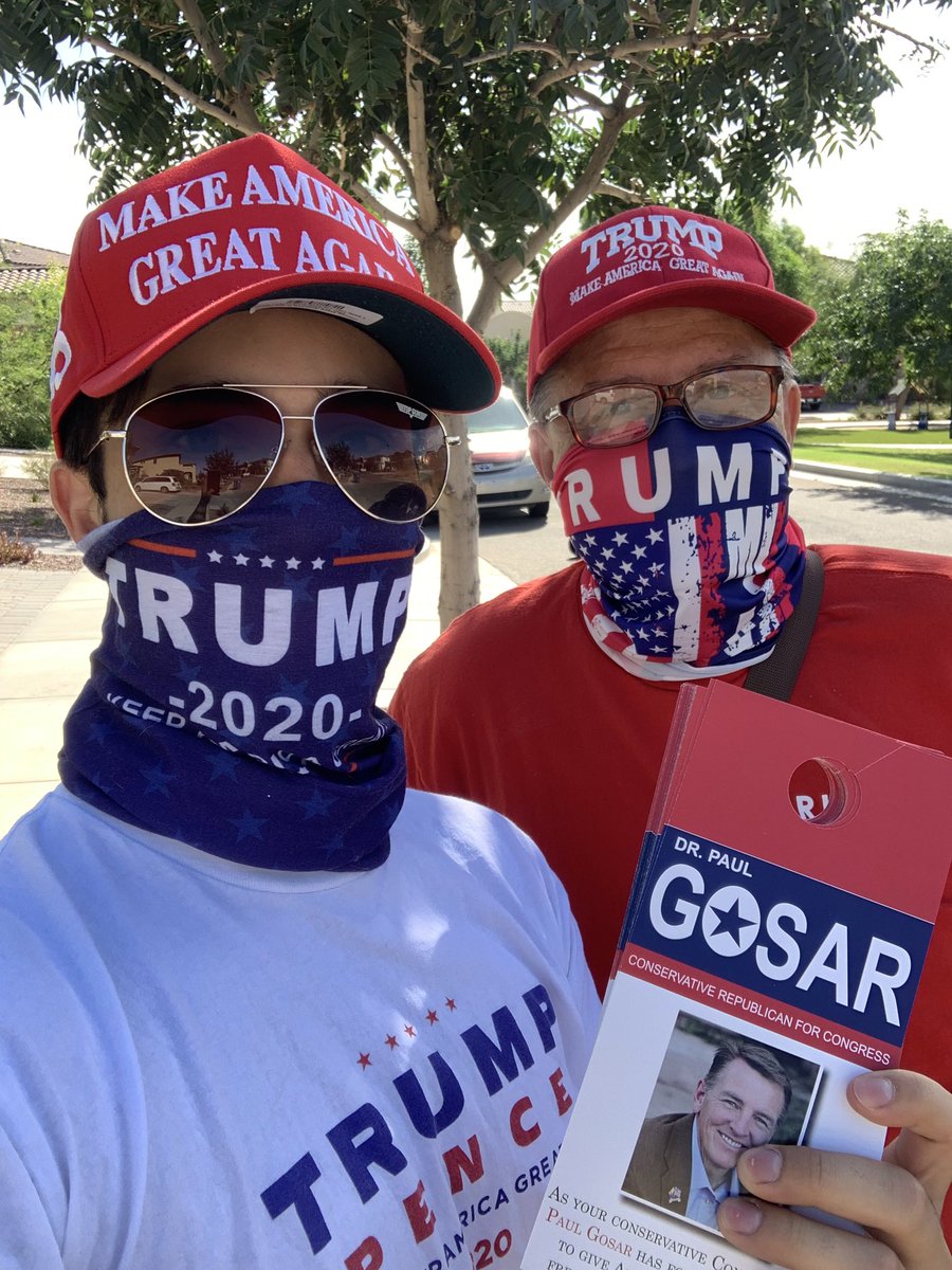 Christ0pherAZ's tweet image. The West Valley Trump Victory team is up bright and early this morning talking to voters in CD4. 

The response from voters has been terrific, Arizonans are ready to re-elect both @realDonaldTrump &amp;amp; @DrPaulGosar this November! #LeadRight 

#KeepArizonaRed 🇺🇸 🐘 🌵