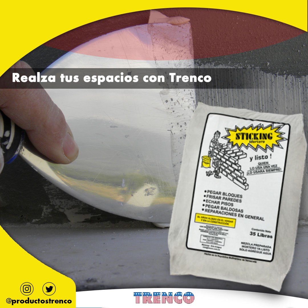 productostrenco's tweet photo. Los Productos Trenco son los mejores en calidad, resistencia y rendimiento, con ellos puedes hacer cualquier construcción o remodelación en tu hogar.😊
.
#productosTrenco #sticking #estuco #pegunte #construcción #venezuela https://t.co/Z3ivY3489q