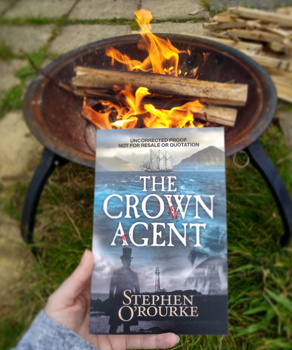 smbslt's tweet photo. Weather was ok, o/h made me the wee #firepit grabbed my next #read #book #TheCrownAgent by #author #StephenORourke #SandstonePress 

Just after this piccy, good auld Scottish weather has kicked in, wind to boot and my #fire is quickly being extinguished #bookcover #reader https://t.co/KsAyAEy7Ld