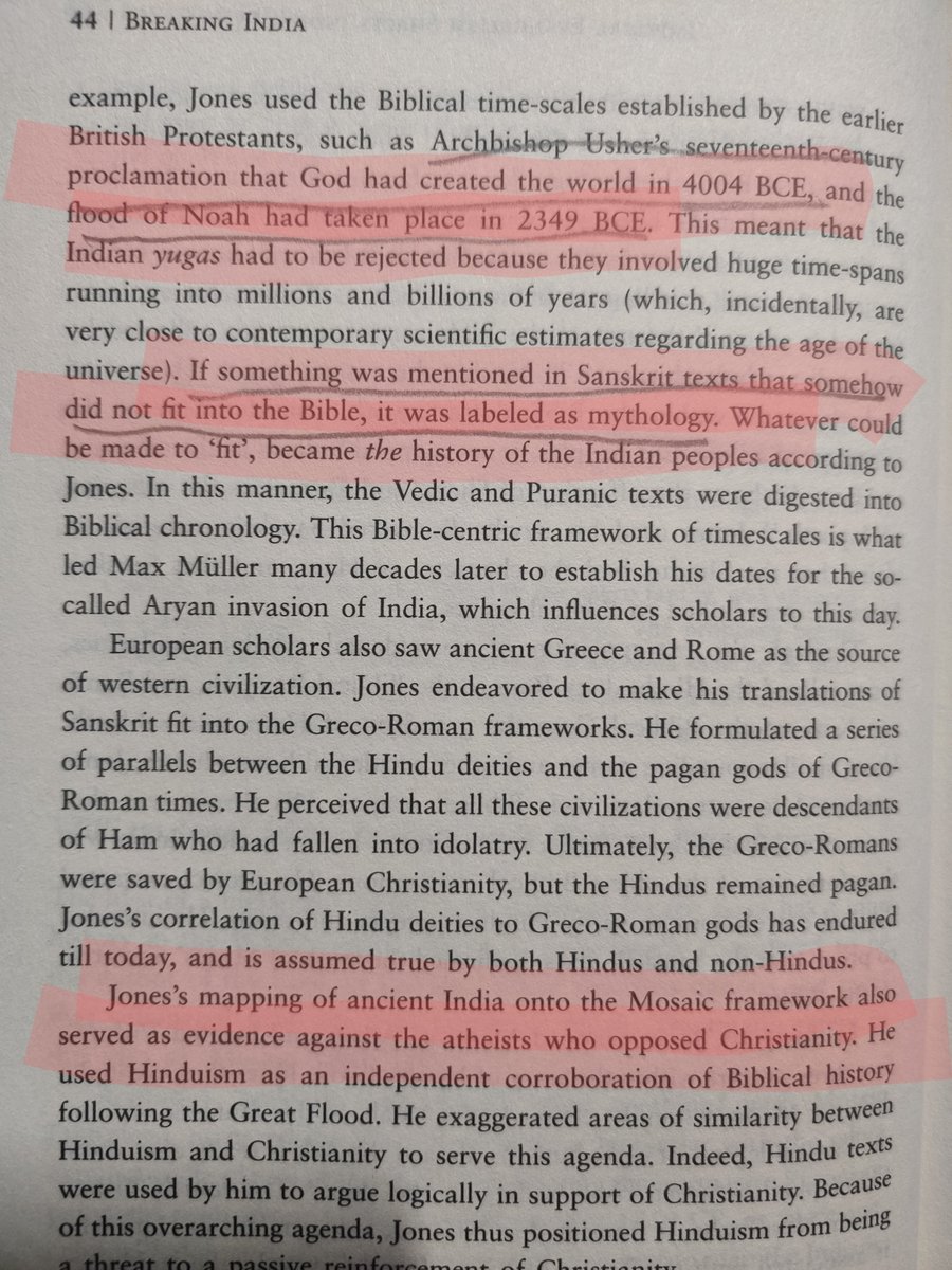 8/nGerman William Jones 1746-1794 theorised mapped Indian figures into Biblical framework. He mapped ‘Manu’ as ‘Adam’ ‘Narasimha’ as ‘Nimrod’. He said “Either the first eleven chapters of genesis are true or the whole fabric of our national religion is false”  @RajivMessage