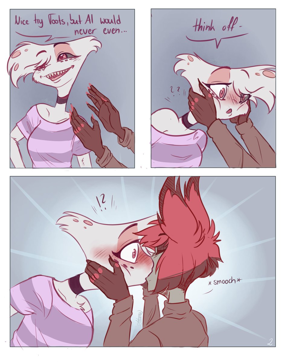 Nureon_'s tweet image. The Comic is finished!

Don't worry about Al. He just has an existential crisis. 

#radiodust #HazbinHotelAngelDust #HazbinHotelAlastor #HazbinHotelFanart #radiodustcomic