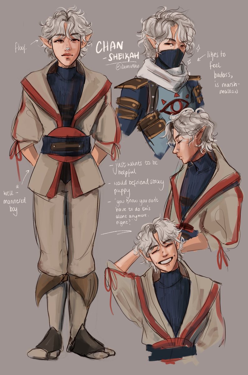 a couple of quick concept sketches for my breath of the wild au