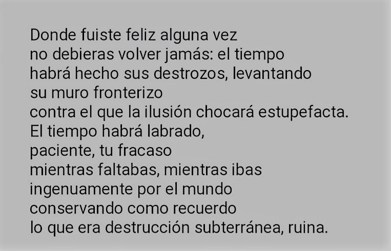 literlandweb1's tweet photo. "Donde fuiste feliz alguna vez no deberías volver jamás..."
Félix Grande https://t.co/X2hJJnSkfP