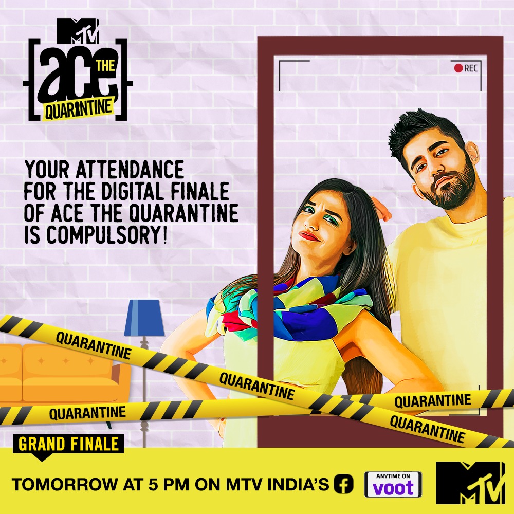 MTVAceOfSpace's tweet photo. Digital Finale jo LIVE dekhega will be among the first few people to know ki #MTVAceTheQuarantine ka winner kon hai. Do you need anymore reason to watch it? 

Join karna mat bhoolna, tomorrow at 5 PM on @MTVIndia’s Facebook.

@VSood12 @Divyakitweet https://t.co/XpUeWu0LKc