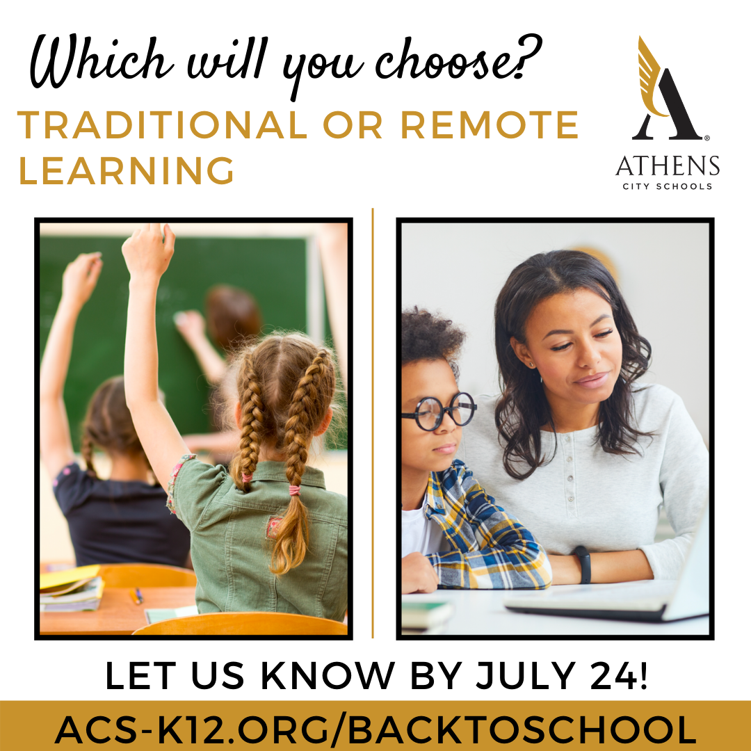 #oneathens Back to School Selection Form: Traditional or Remote Learning. Use this form to indicate your learning selection for your student for the 2020-2021 school year. You'll select from 2 options - traditional or remote. Complete by Friday, July 24. forms.gle/qjuMULeFaHYJFo…