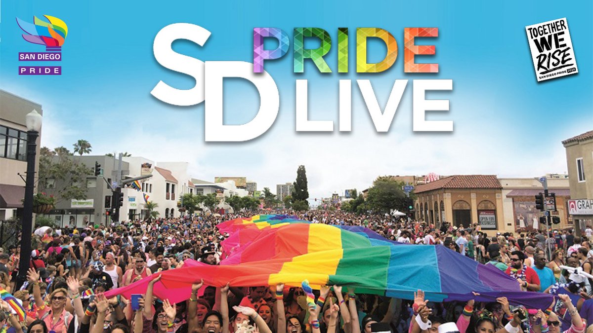 SanDiegoPride's tweet photo. Join us for #PrideLive2020 tomorrow at 10AM as we take you through a full day of Pride from the Parade all the way through the Festival. Tune in to help us celebrate Pride and the #LGBTQ community in San Diego. Watch online here: https://t.co/Y2BwriMZzj https://t.co/WrwTpmnUEA