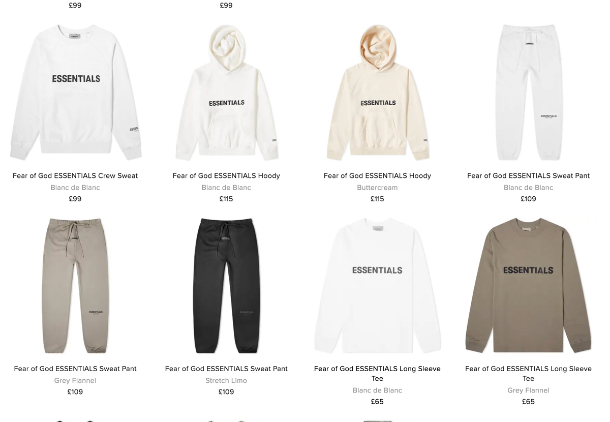 fear of god end clothing