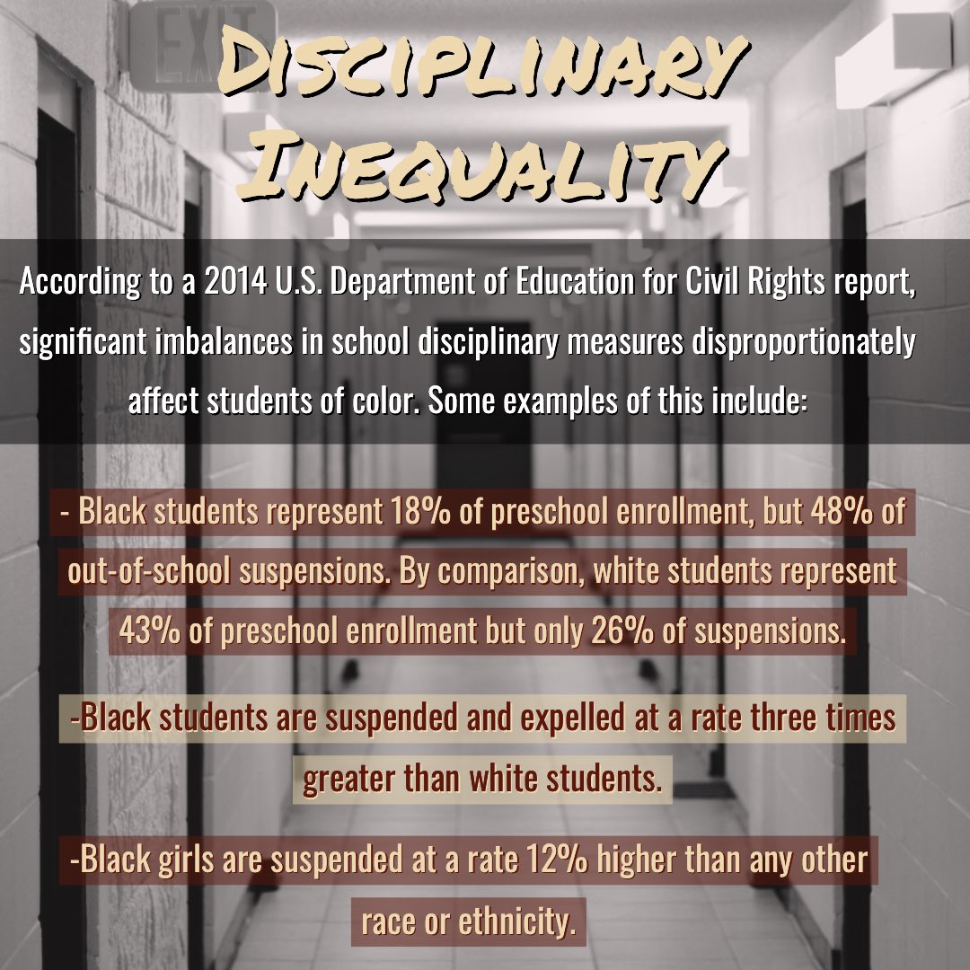 ECUWC's tweet photo. These are some examples of institutional racism present in our current school system. #knowledgeispower #critiquethesystem #systemicracism #piratenation #ecuwritingcenter #ecu https://t.co/eNgWnbqvMG