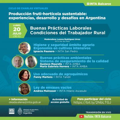 intaargentina's tweet image. #AgendaINTA | Ciclo de charlas "Producción #fruti-hortícola sustentable"

📌Buenas prácticas laborales - Condiciones del #TrabajadorRural

📆 Lunes 20 de Julio, 16h

Más info e inscrpción: bit.ly/309LYkk 

Transmisión #EnVivo 💻 youtube.com/watch?v=HBcCmQ…
