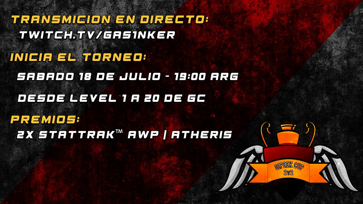 GAS1NKER's tweet photo. Se vienee G1PEEK Cup 2v2 con colaboración de @dieg1csgo, por mis 5K en TWITCH y 24 HSSS

Esta es mi forma de agradecerles, RTs y Likes se aprecian una banda! 🥰😍

📝Link de Inscripción: https://t.co/QX47Da2SC5
🗓Sabado 18/07/2020 a las 19:00hs.

📺Twitch: https://t.co/PdLAXkMzf7 https://t.co/Ft3NCHsJkg