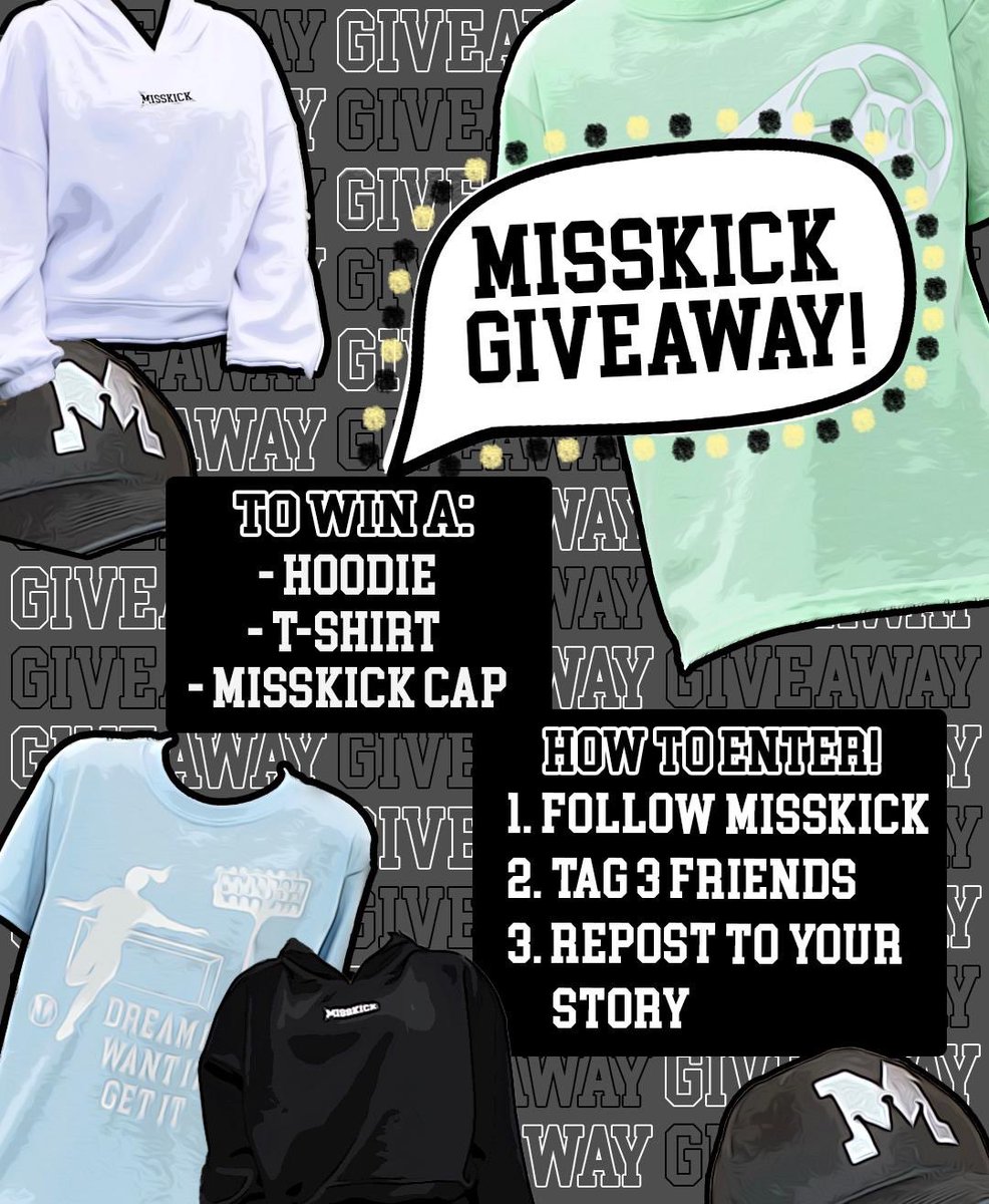MissKick's tweet photo. It's GIVEAWAY TIME! 🤩💥💫
-
Win a:
- Hoodie (of your choice)
- Tshirt (of your choice)
- MissKick Cap
-
How to enter:
1) Follow @MissKick
2) Tag 3 friends below
3) Retweet
-
Winner will be announced Monday evening. GO GO GO! https://t.co/BJ6PgEa0OX