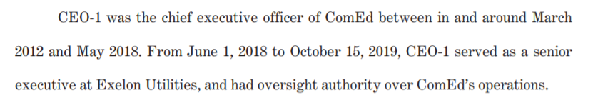 Former CEO of ComEd who was promoted to an executive position at Exelon. Appears to be former Exelon Utilities CEO & former ComEd CEO Anne Pramaggiore who resigned late in 2019 following the subpoenas from FBI!