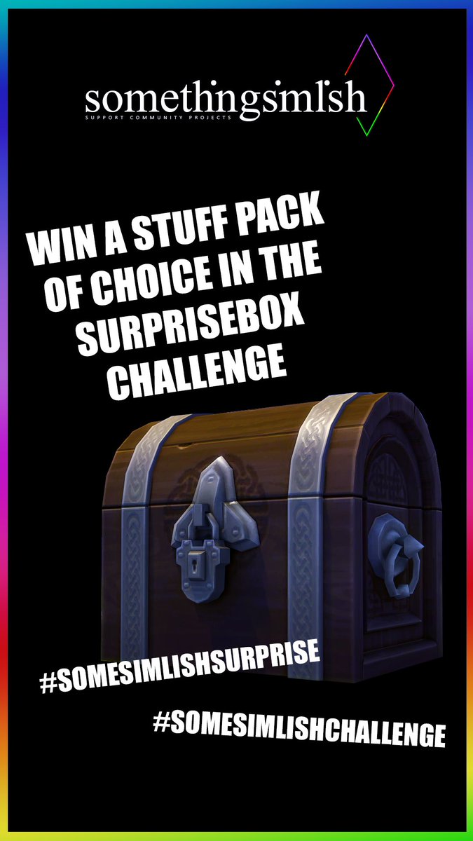 some_simlish's tweet photo. SURPRISE! Enter our surprise box challenge to (maybe, with a little luck) win a stuff pack of your choice! 🎉🎁 Head over to our #Simstagram to learn more about the challenge ❤️ #Sims4Giveaway #Sims4Challenge #Somesimlishchallenge #Sims4StuffPack https://t.co/HcpSXkRXhX