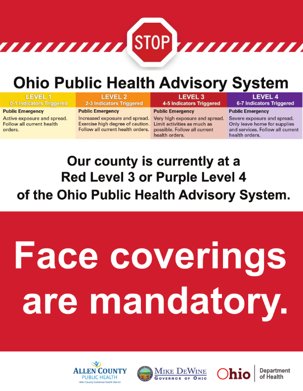 stcharleslima's tweet photo. Allen County is now Red Level 3.  Churches are NOT exempt from this mandate.  Please remember your masks for Mass.  The Dispensation remains in effect for the Diocese of Toledo until further notice. Faithful Catholics are not obligated to fulfill Sunday obligation. https://t.co/65PCgEDKw0