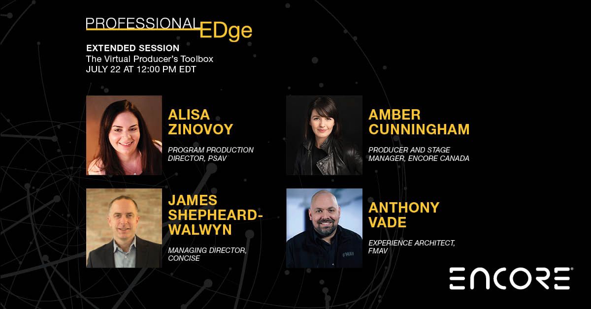 encorecanada's tweet photo. Take a look into the world of a virtual producer. Register for #PSAVProfEDge session on 7/22 at 12 PM EDT featuring our very own in house Producer Amber Cunningham & @AVconnecting on getting the most out of your virtual event production. https://t.co/30ckZKUpri #VirtualEvents https://t.co/FcSt1iwqPF