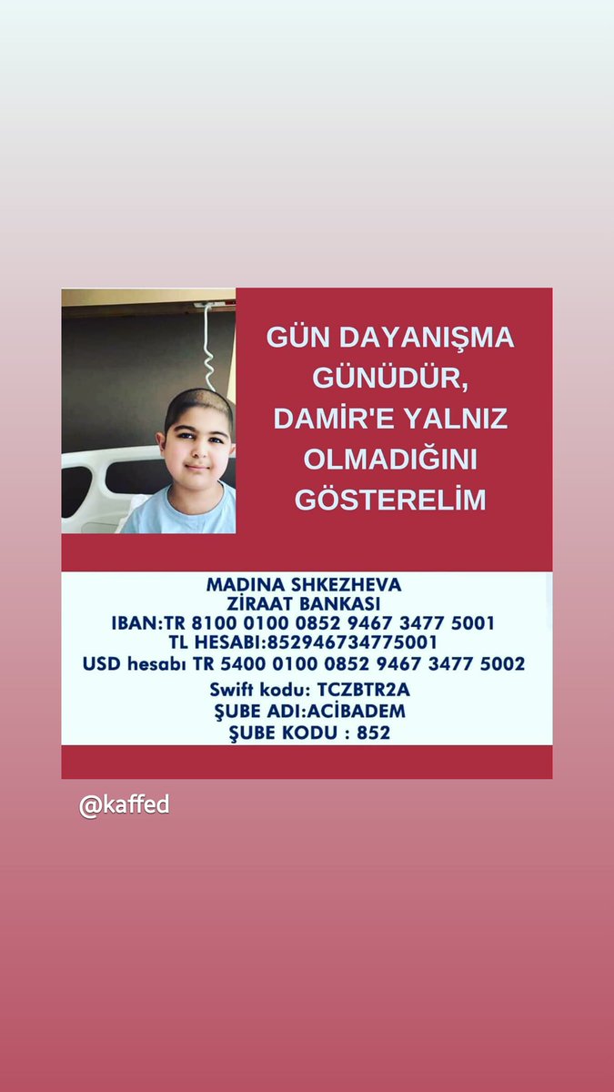 Birlikteysek güçlüyüz... Küçük Damir'e destek için KAFFED'e bağlı derneklere ya da doğrudan annesine ulaşabilirsiniz.