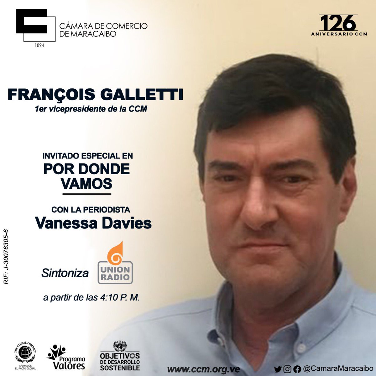 camaramaracaibo's tweet photo. Los invitamos a sintonizar el programa "Por Donde Vamos" de la periodista Vanessa Davies que transmite @Unionradionet. Nuestro #1erViceCCM @Francoisg18, estará hablando de nuestro más reciente #ComunicadoCCM "El Zulia está Listo para Trabajar". Conéctate a partir de las 4:10 P.M https://t.co/HoFHwKZUyG