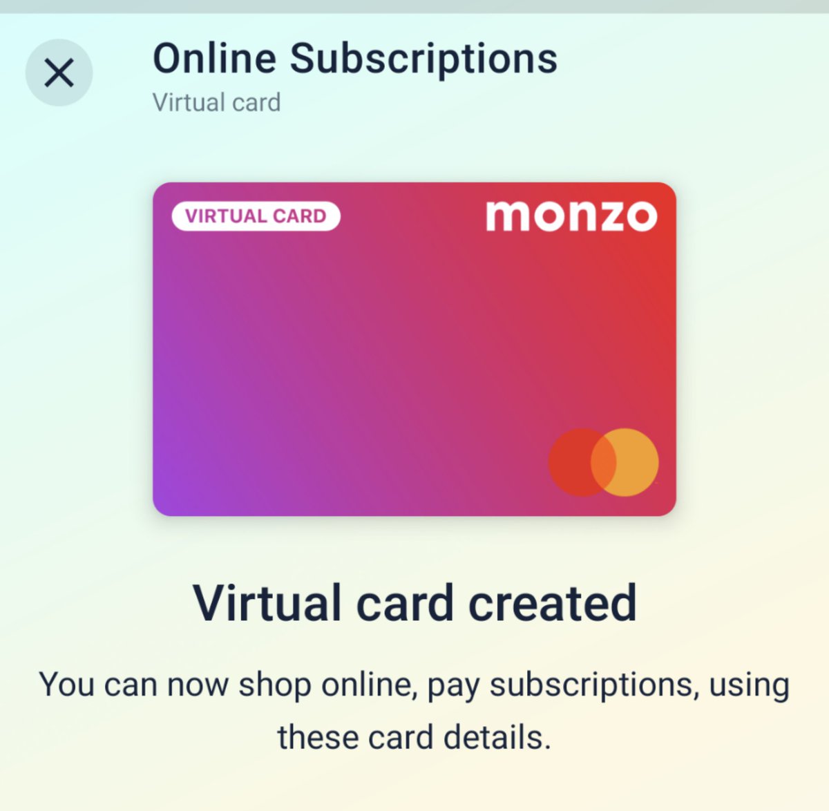 elibelly's tweet photo. Oooohh yeah about to change some subscription card details #MonzoPlus #VirtualCards https://t.co/Zw9FARWHFa