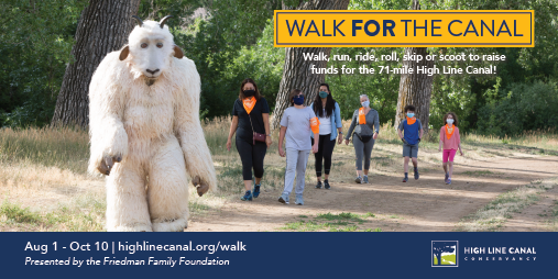 COHighLineCanal's tweet photo. Let's get moving! Join us for the first-ever, Walk FOR the Canal – a walking challenge to support your 71-mile High Line Canal starting August 1. Up for the challenge? To learn more and register, visit: https://t.co/Ic6Oqifsn3. #highlinecanal #walkFORtheCanal https://t.co/QCX8IWN4V2