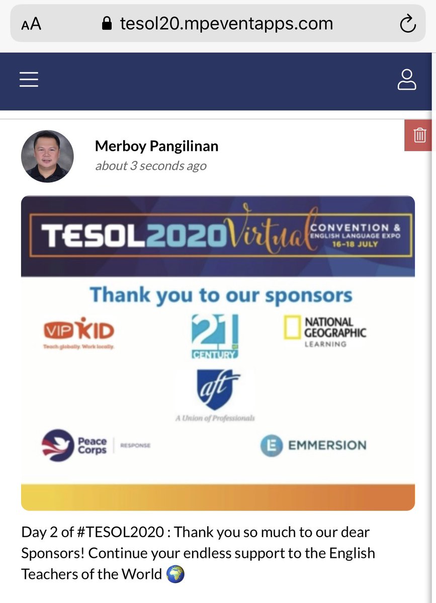 mvp0608's tweet photo. @TESOLConv Hello #TESOL2020 educators! Greetings here from the Philippines🇵🇭! Enjoy learning the World of English🇺🇸 https://t.co/svy7G8AszN