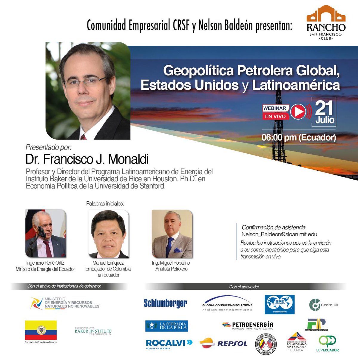 RocalviSA's tweet photo. Participa en esta conferencia gratuita.
¡Te esperamos este 21 de julio a las 18:00!
Confirma tu asistencia al correo: nelson_baldeon@sloan.mit.edu
#Rocalvi  #GrupoCalderón #AgenteDeAduana https://t.co/NPcpKoKx3K