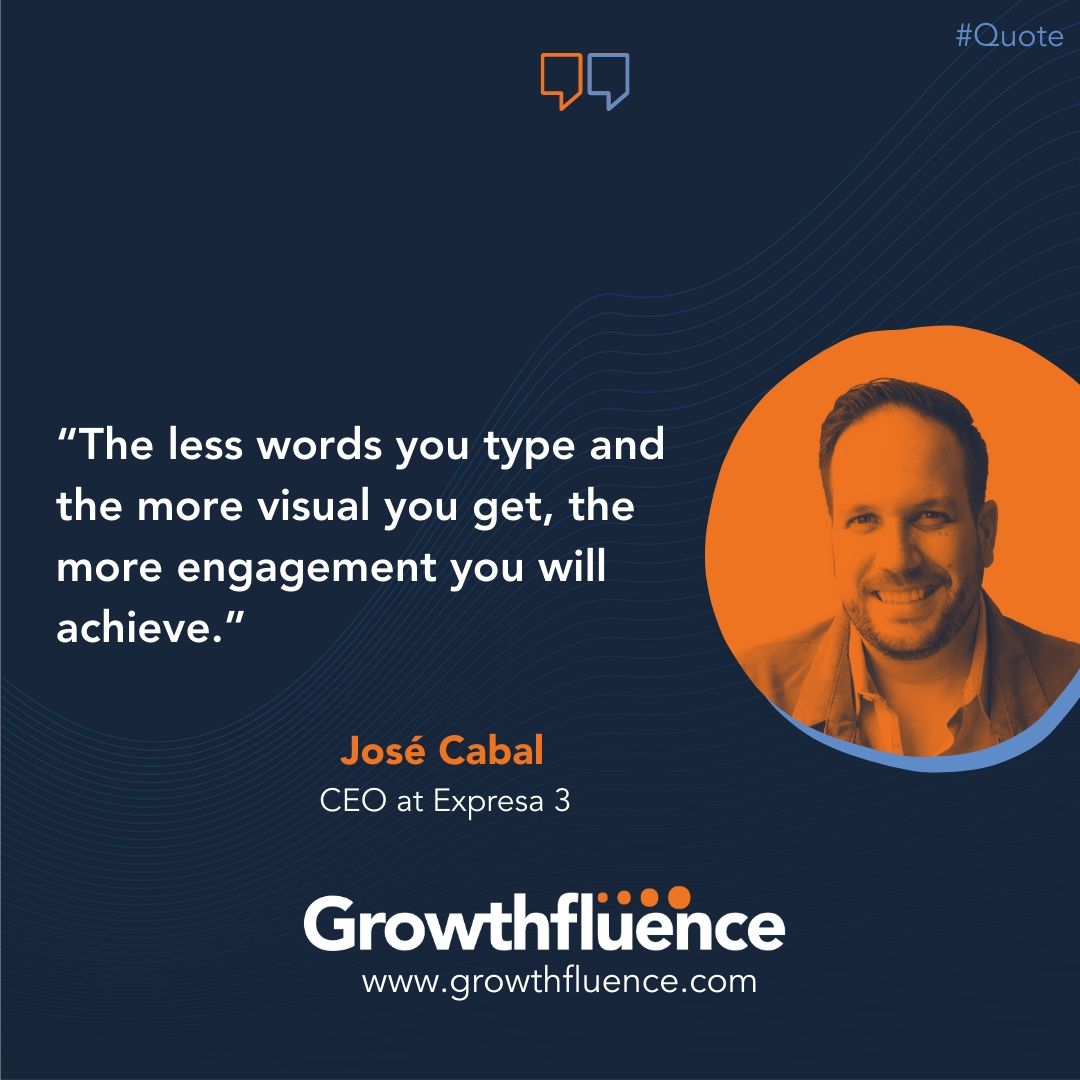 HiGrowthfluence's tweet photo. #QuoteoftheDay
“The less words you type and the more visual you get, the more engagement you will achieve.”
José Cabal, CEO at @expresa3
#AccountBasedMarketing #B2BMarketing #marketing #contentmarketing #CMO #Growth #Martech #Socialmediamarketing #Growthfluence https://t.co/iG7sTYmhtT
