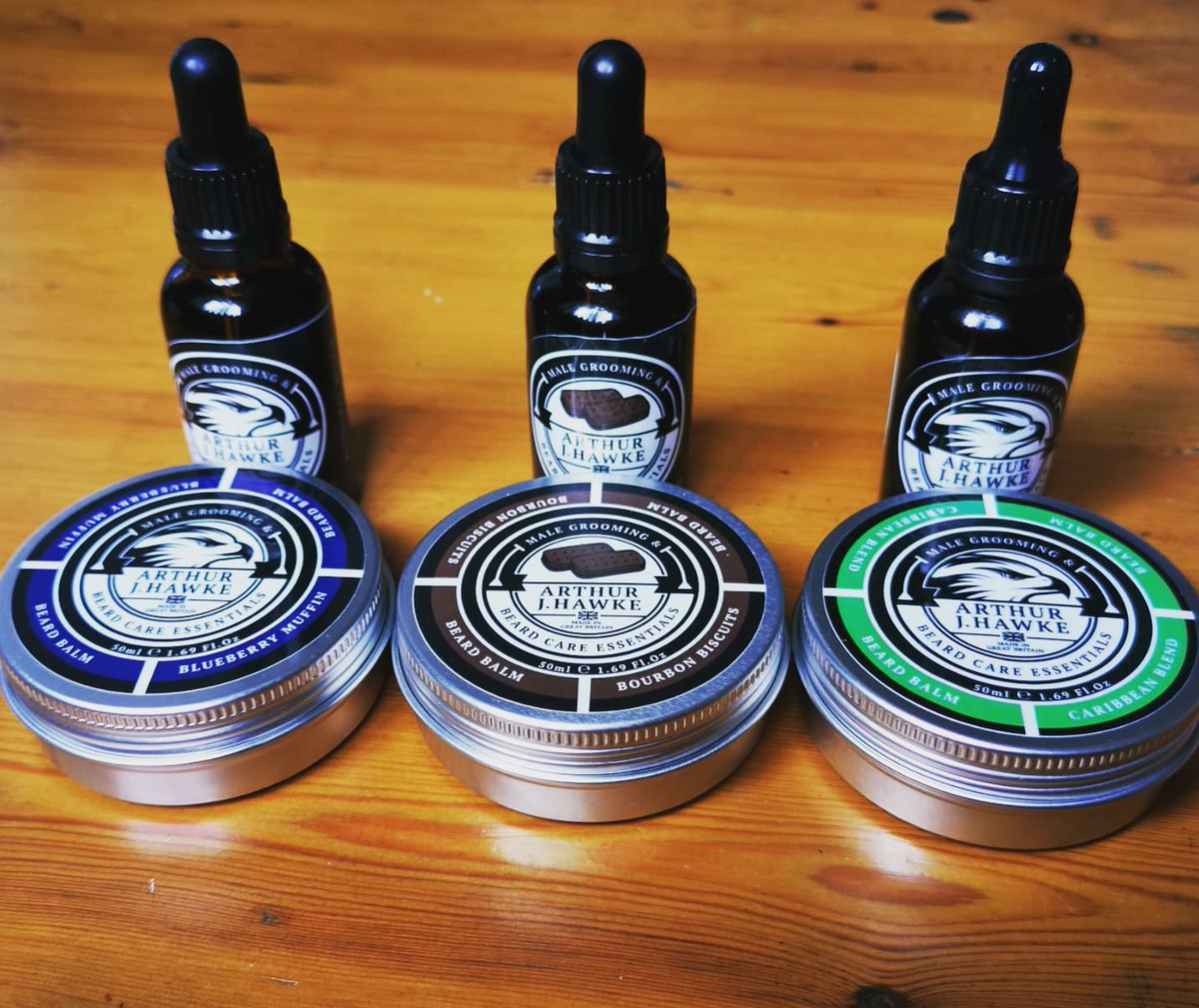 Absolutely stoked to be stocking these 3 deliciously irresistible <a href="/ArthurJHawke/">Arthur J Hawke</a> beard oil and balm power combos.

▪️Blueberry Muffin 
▪️Bourbon Biscuit 
▪️Carribean Blend

Which combo would you choose? 

#fugstyle #beardoil #beardlife