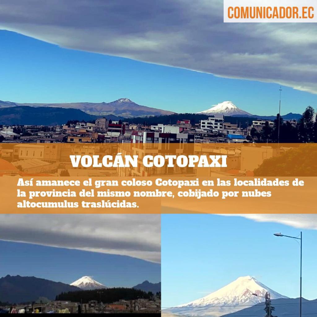 #ImagenDelDía 🏔 | Un grandioso espectáculo nos brinda desde el amanecer el Volcán #Cotopaxi, cobijado por nubes altocumulus o nubes medias que se presentan cuando se desplaza el aire húmedo por el aire seco.

¿Tienes fotos del coloso? COMPARTE CON NOSOTROS

#ComunicadorEc