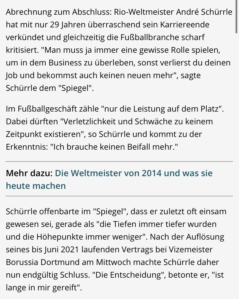 Man kann immer anderer Meinung sein. Trotzdem sollte man diese Worte auch mal auf sich wirken lassen. Alles Gute <a href="/Andre_Schuerrle/">André Schürrle</a> 🎩