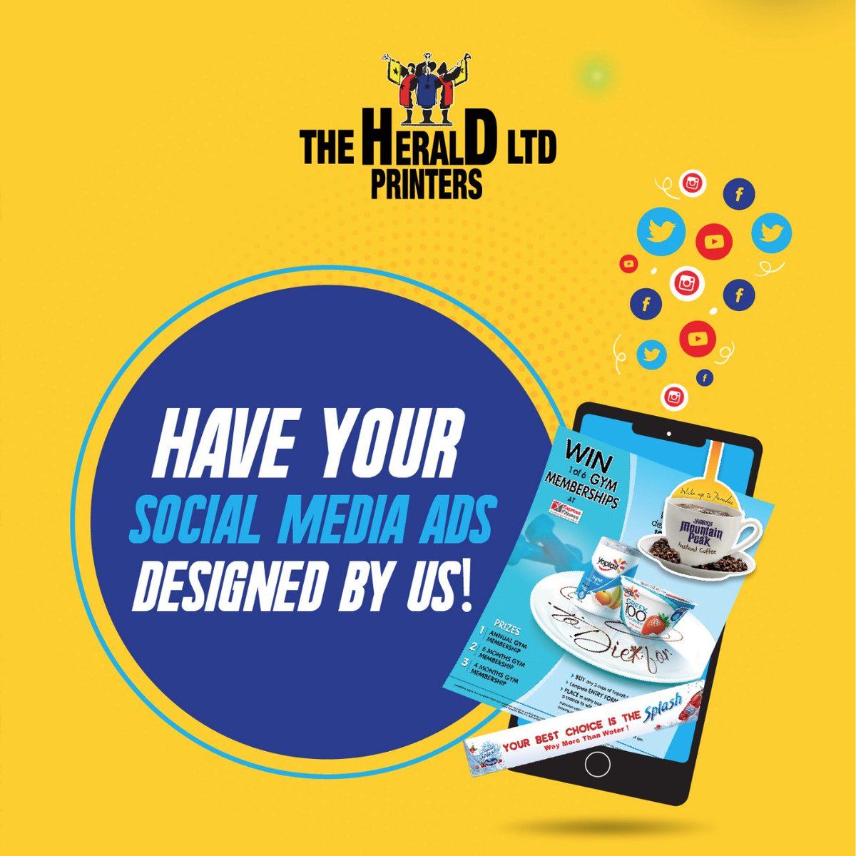 Let's help your company revamp its social media with some fresh art work.Give us a call at 876 922 2810 or send us an email at print@heraldprinters.com