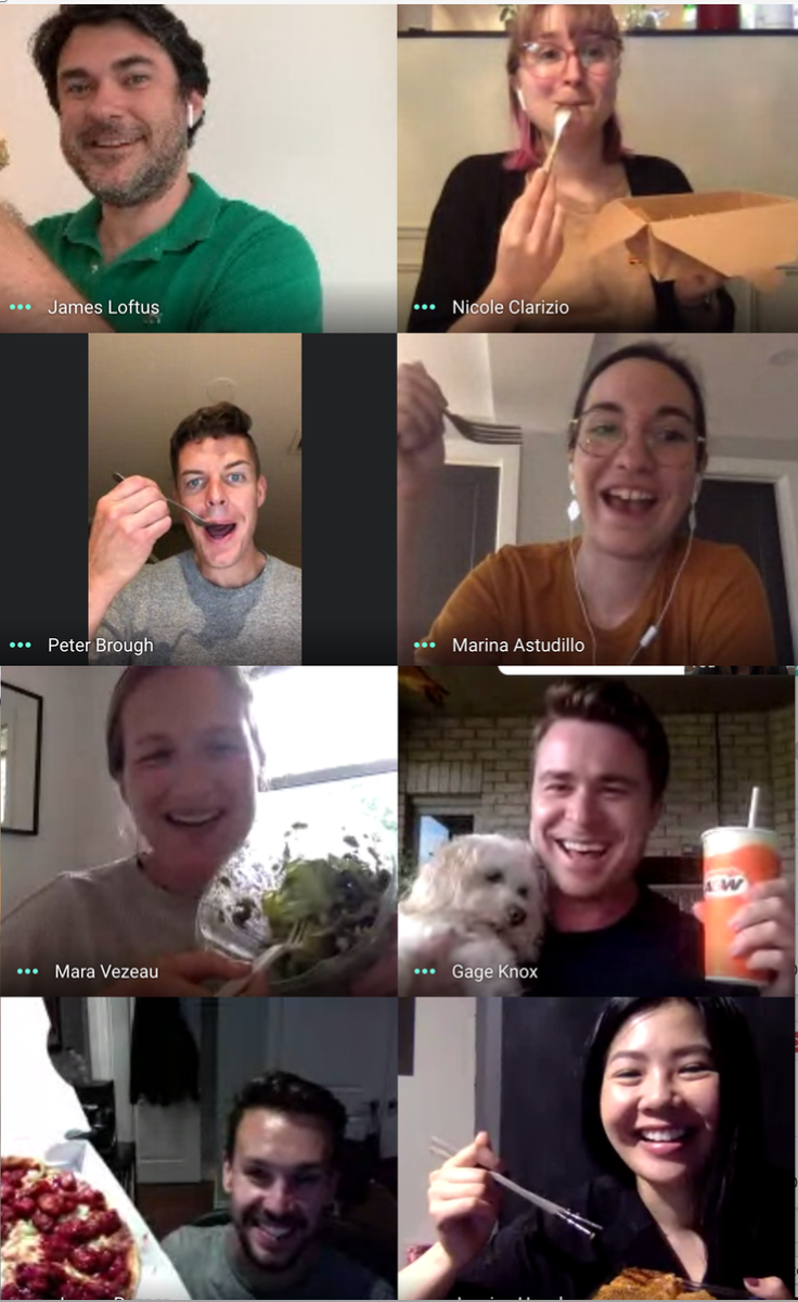 One thing we're missing right about now is breaking bread with our team in the office kitchen. Thankfully we have the next best thing - virtual lunch break! At week 18 (!!) of WFH, we'll take some socialization however we can get it. #TeamCOOP
