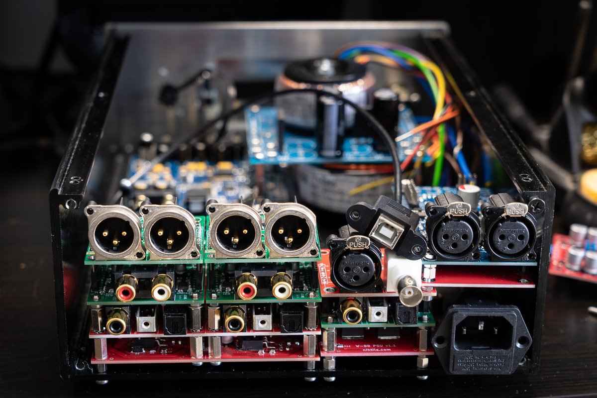Putting something together for myself, preparing for a new setup in a new house. Finally a speaker setup, while it's been mostly headphones for years. This will be a 4ch preamp around miniDSP with Dirac. My own boards for inputs and outputs - also some yet to be released 😬