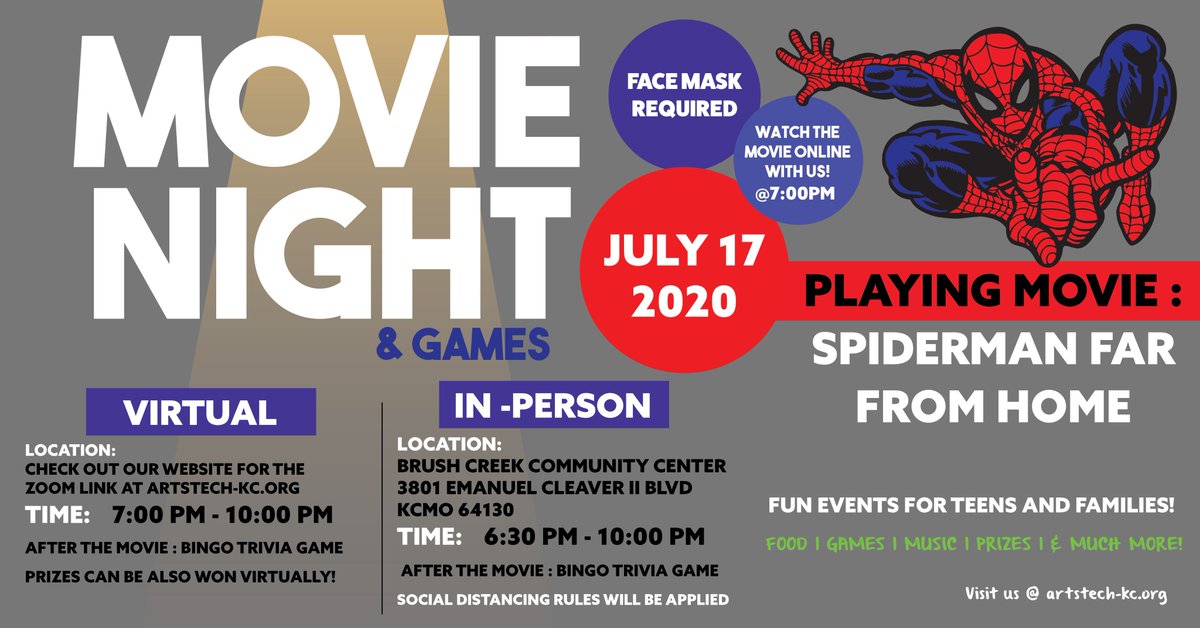 ArtsTechKC's tweet photo. Join us in person or virtually at 7PM for #CLUBKC Movie and Game Night! 🎥🃏🎶 Visit the website for more info. https://t.co/sMVOMCEgJZ https://t.co/wKhF0iiCWo