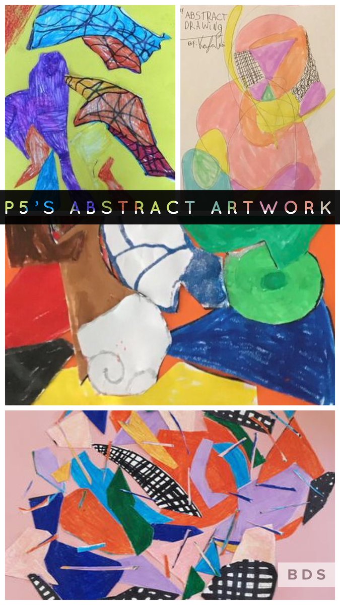 moihynes's tweet photo. A R T students rock the world! #abstract masterpieces created by #5thgraders @BDSPrimary Shape + Colour #blinddrawing #freedrawing #artprojects #remoteteaching #remotelearning #bdsx Art makes u smile! https://t.co/nuuFG1XfwY