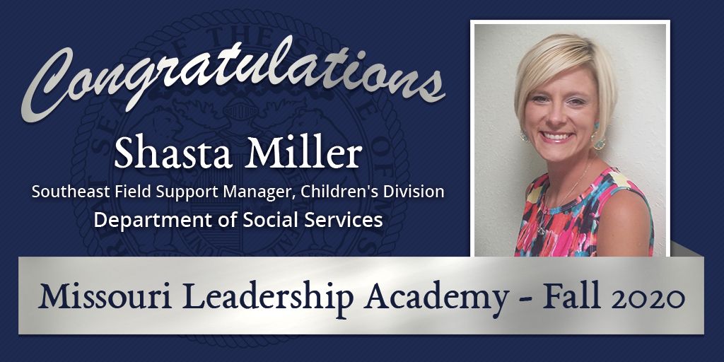 DSS_Missouri's tweet photo. Congratulations to our outstanding DSS team members who have been selected for the Fall 2020 #MOLeadershipAcademy! We look forward to watching you learn &amp; grown through this exciting experience! https://t.co/DfA94OG8UJ